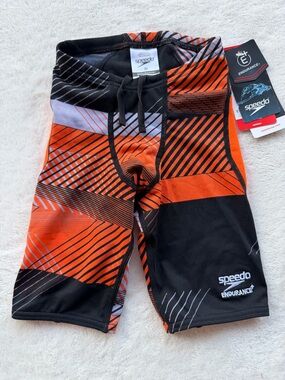 Speedo Orange and Black Graphic Jammer Swim Briefs Size 22 Boys 4/5 years old.